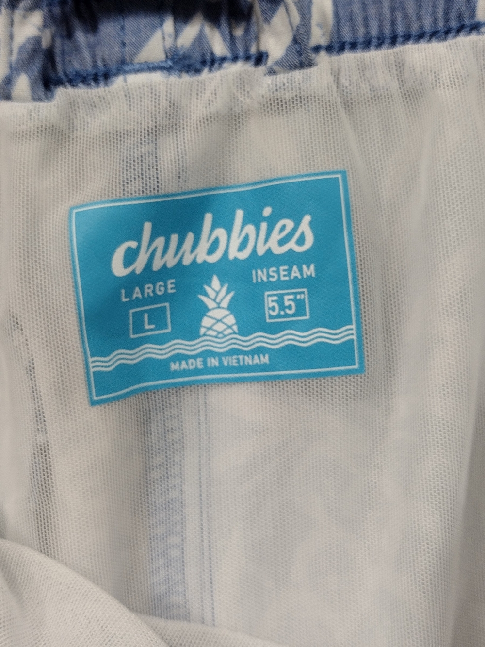 Chubbies Pineapple Print Swim Trunks Mens L Blue Vacation Beach Swim Outdoor - Picture 5 of 6